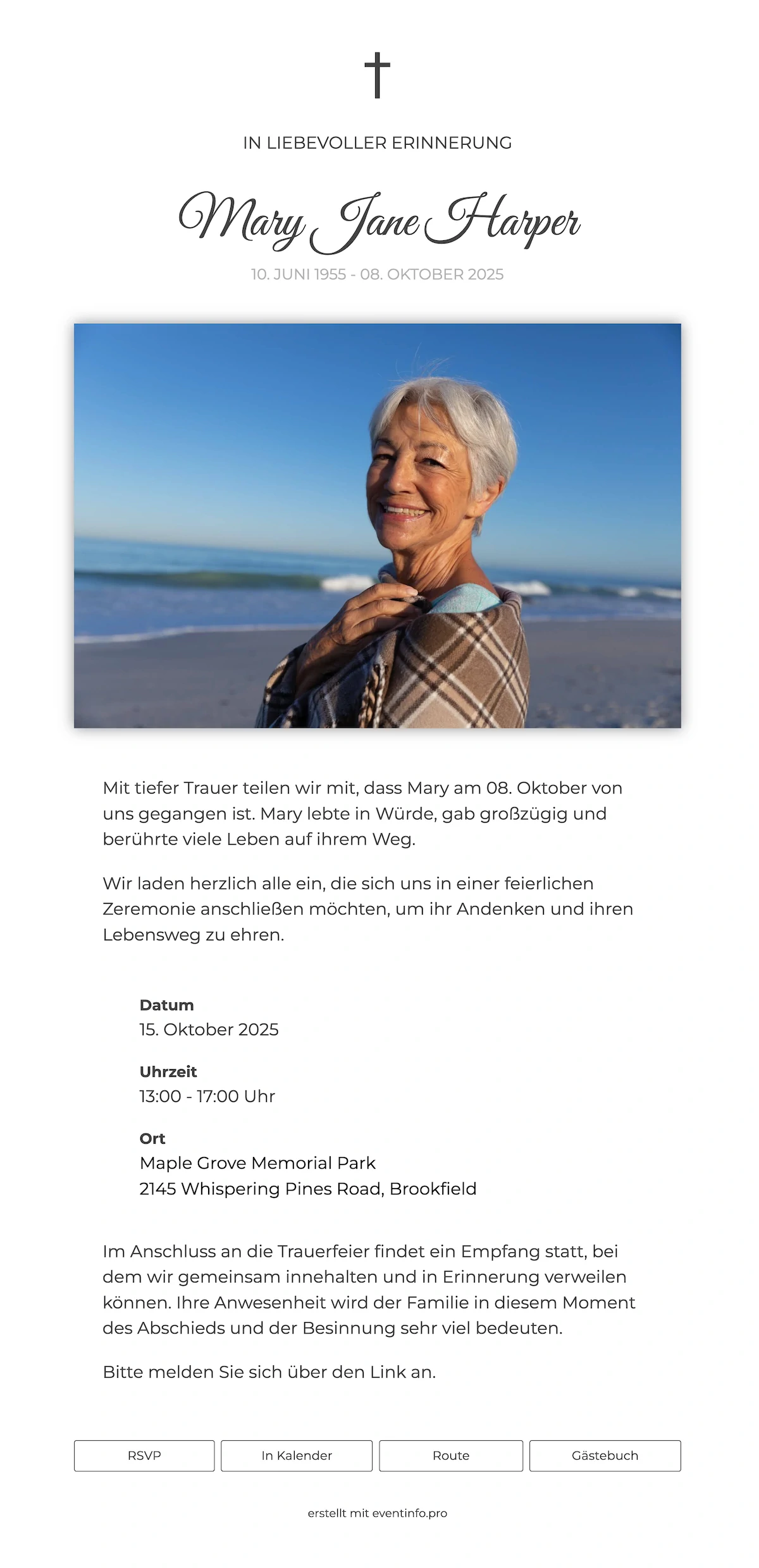 Elegante Klassische Trauerkarte