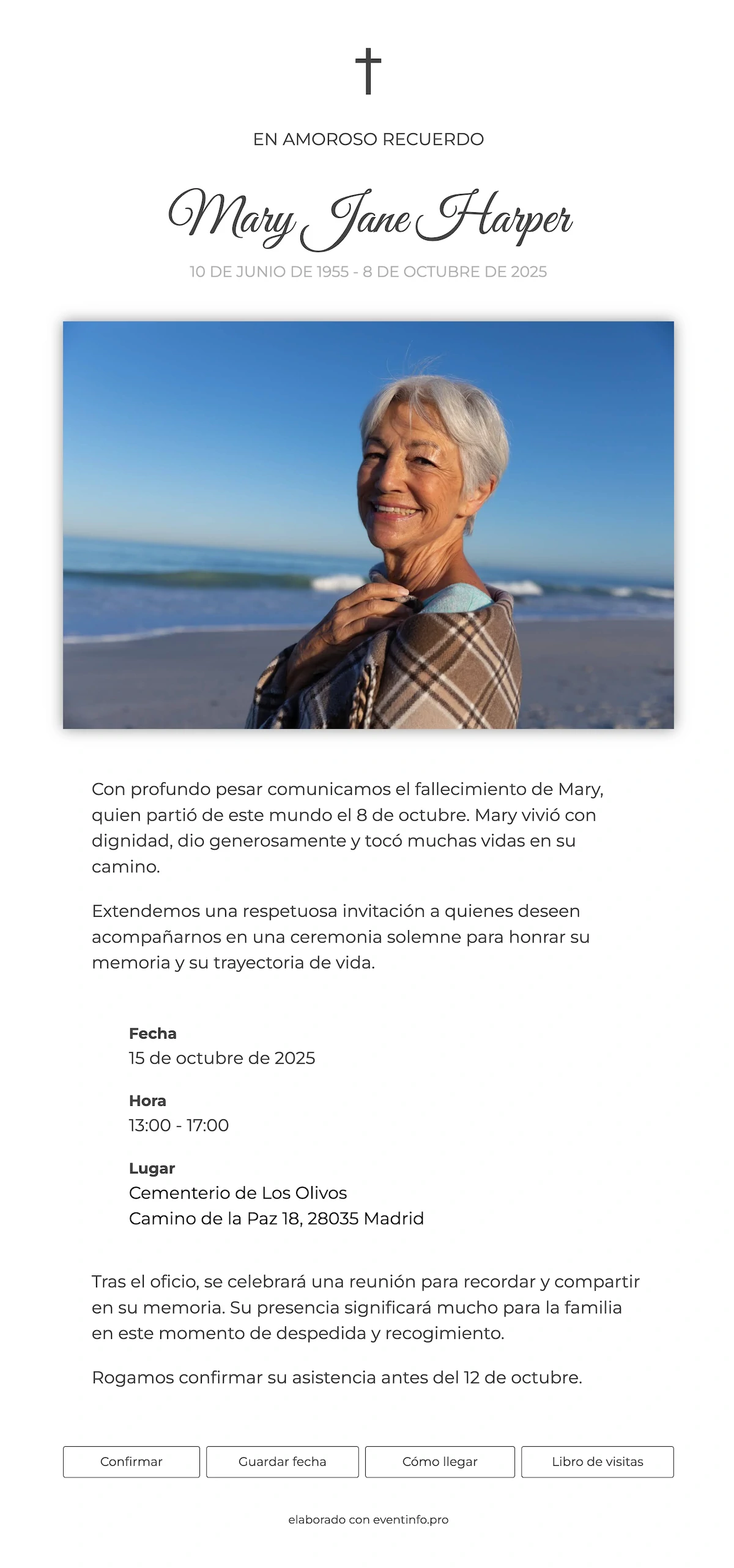 Esquela clásica y elegante