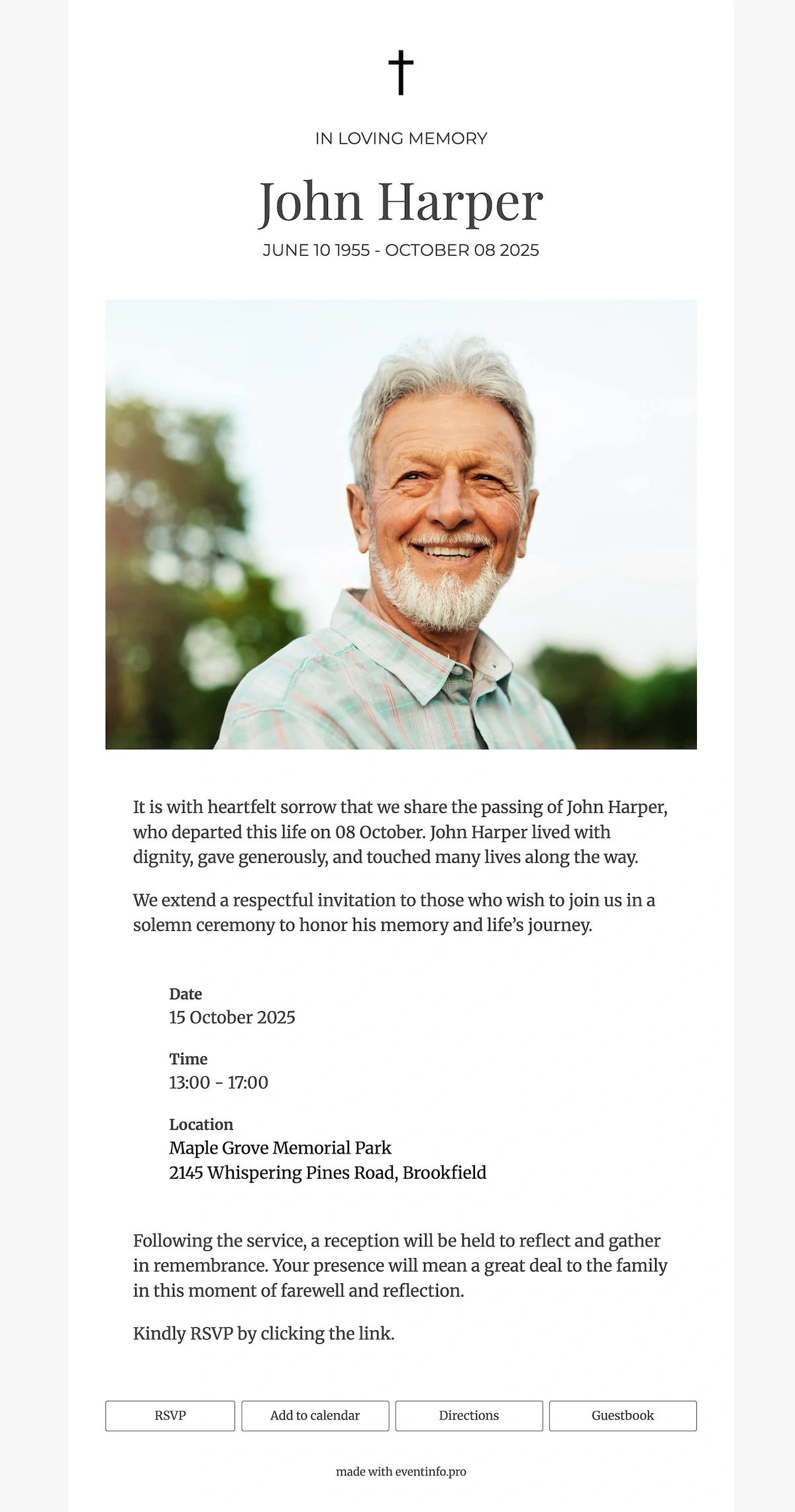 Modern online funeral card