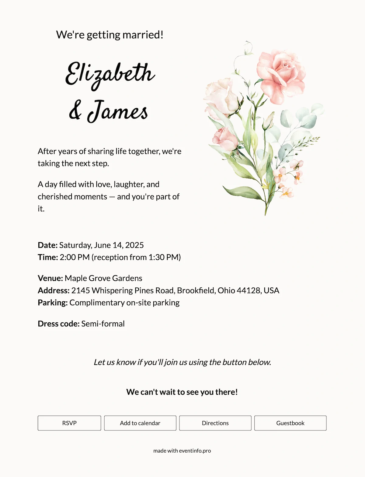Soft floral wedding invite