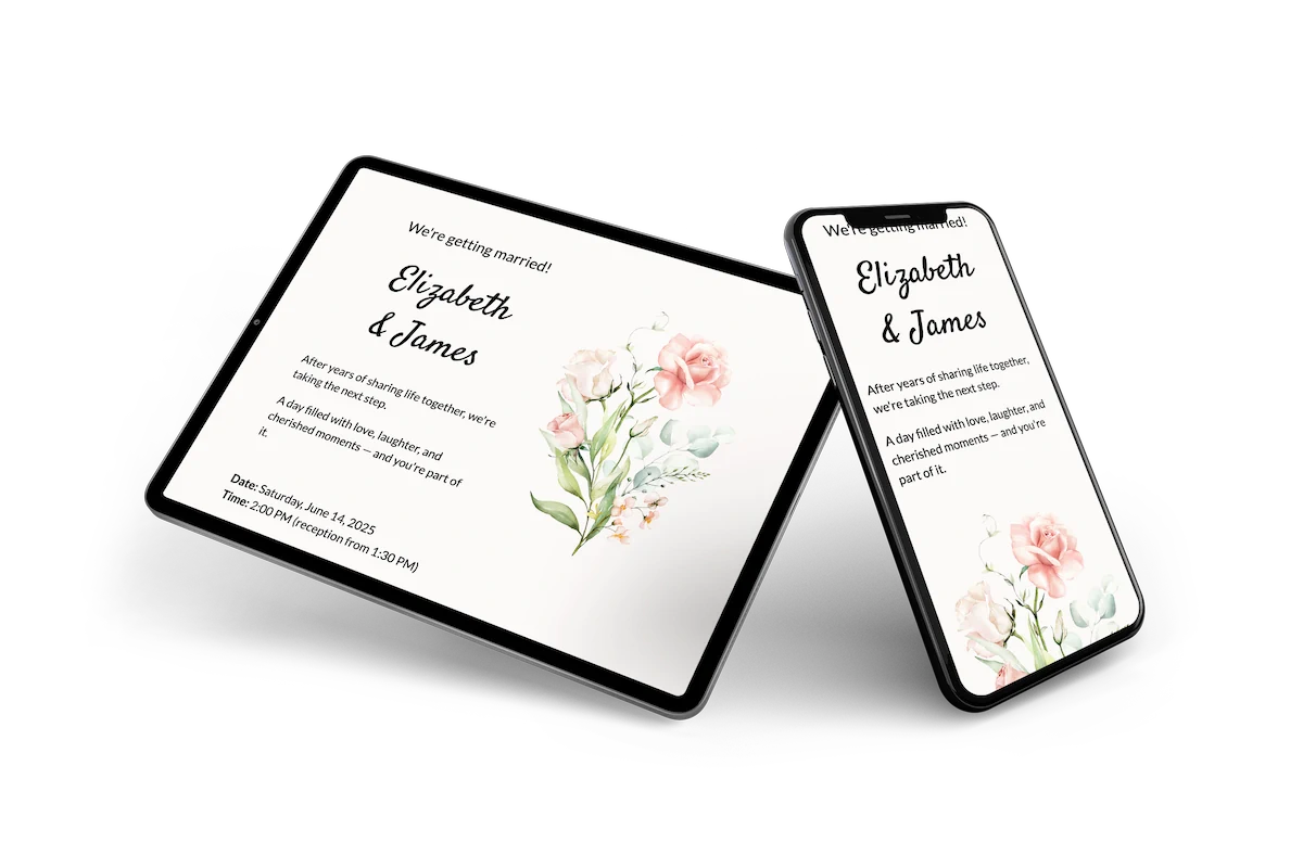Soft floral wedding invite - Visual 2