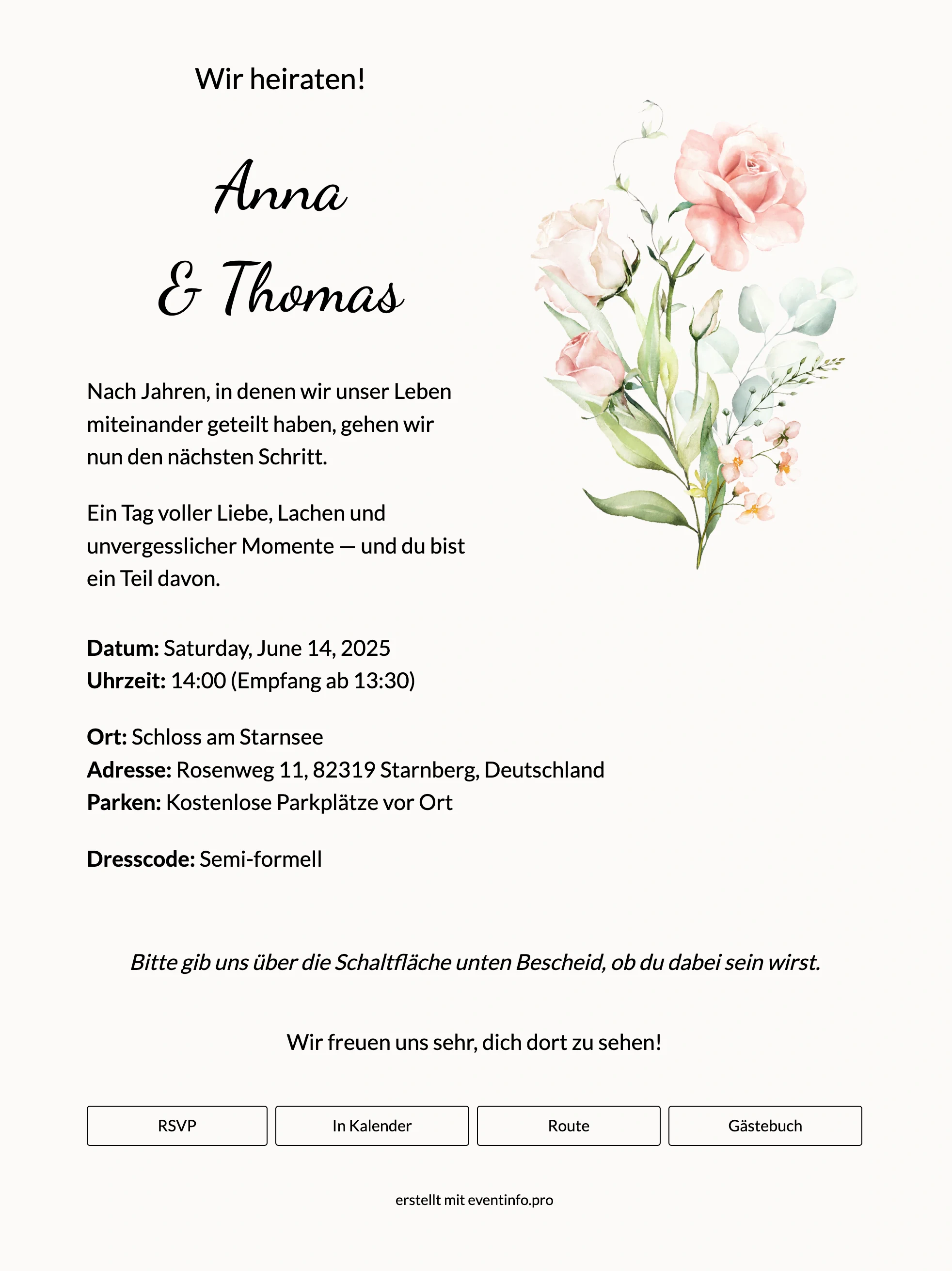 Florale Hochzeitseinladung