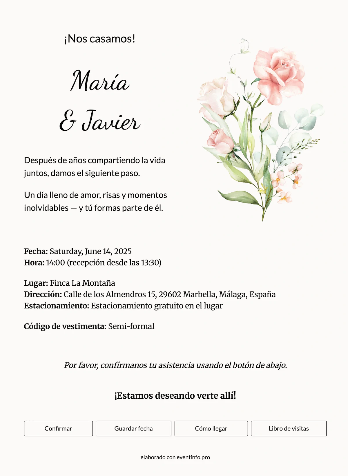 Invitación boda floral suave