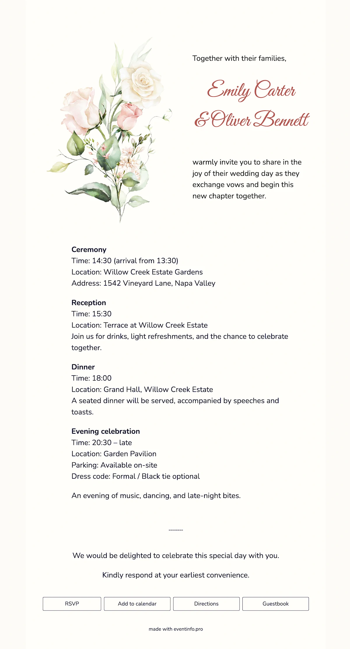 Classic floral wedding invite