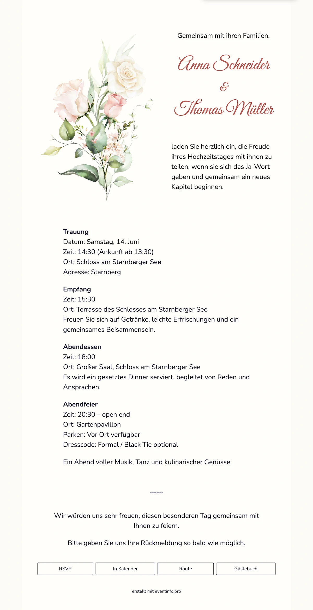 Klassische Florale Einladung