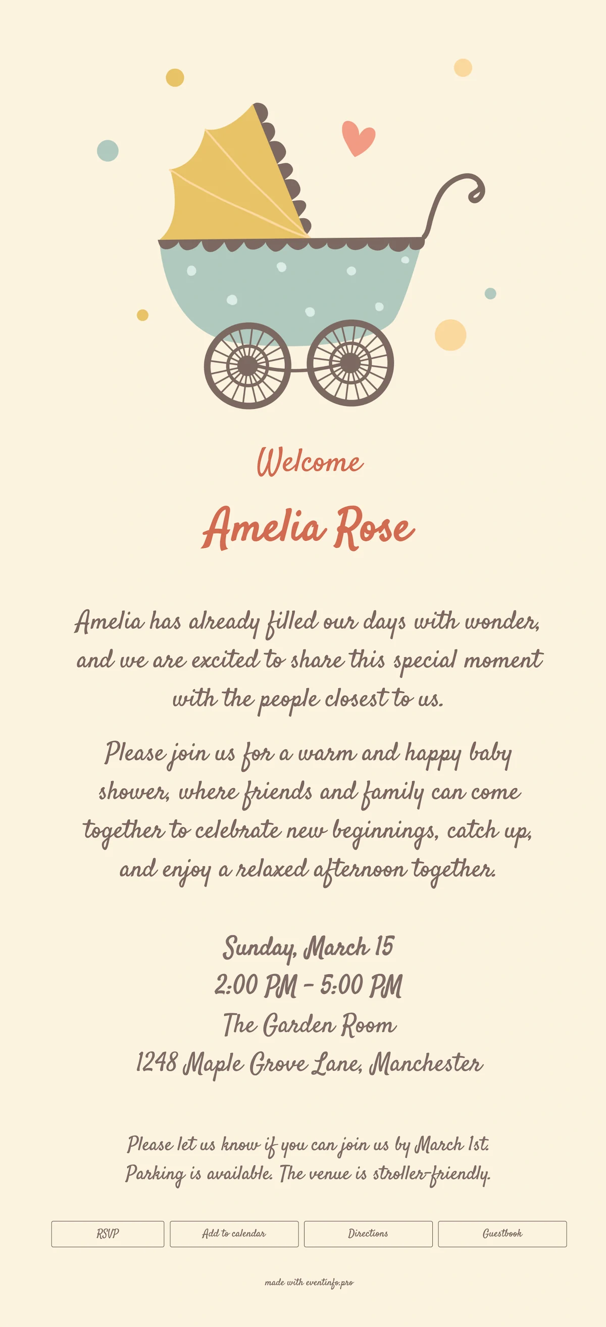 Soft birth card with stroller