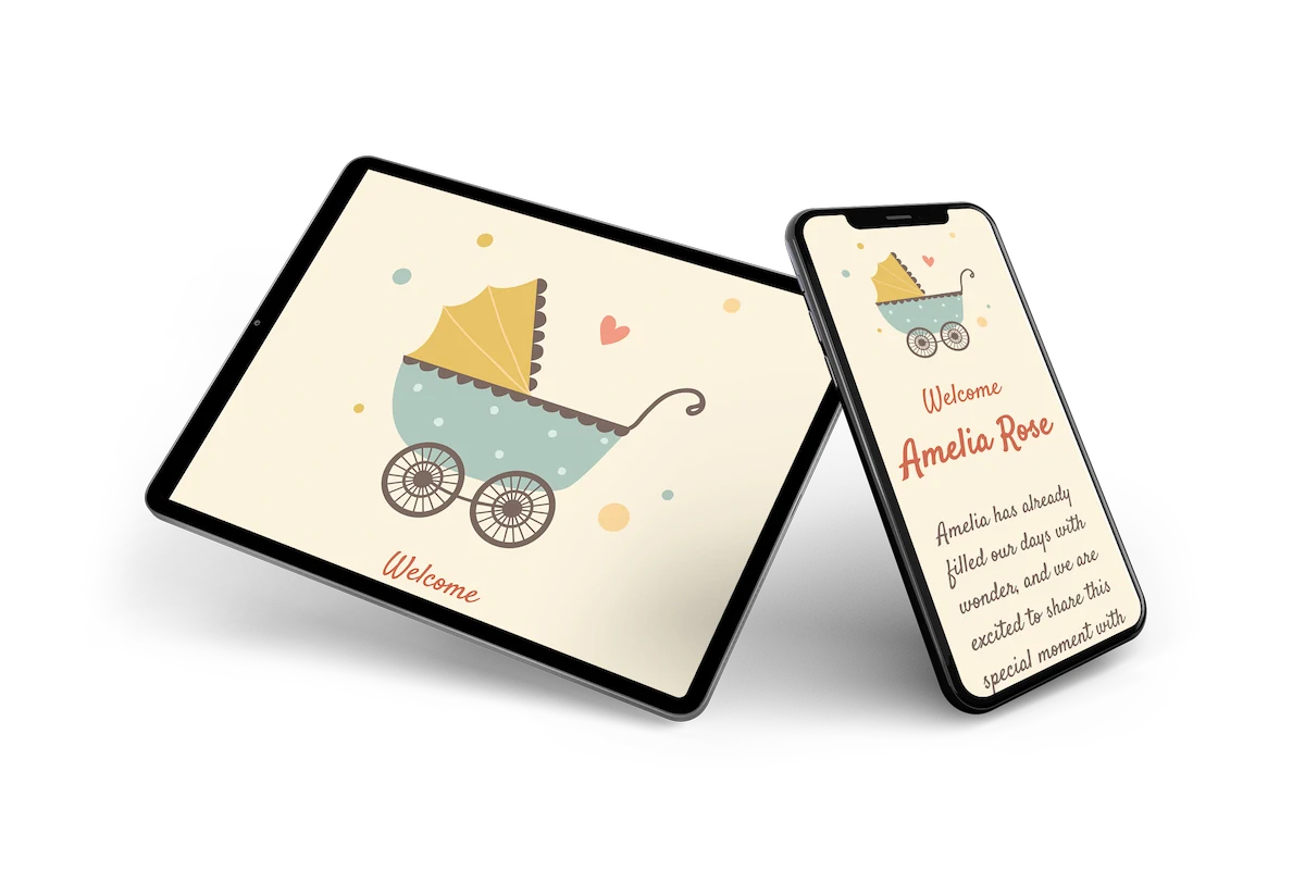 Soft birth card with stroller - Visual 2