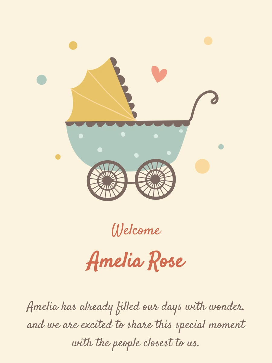 Elegant online birth card with a stroller motif