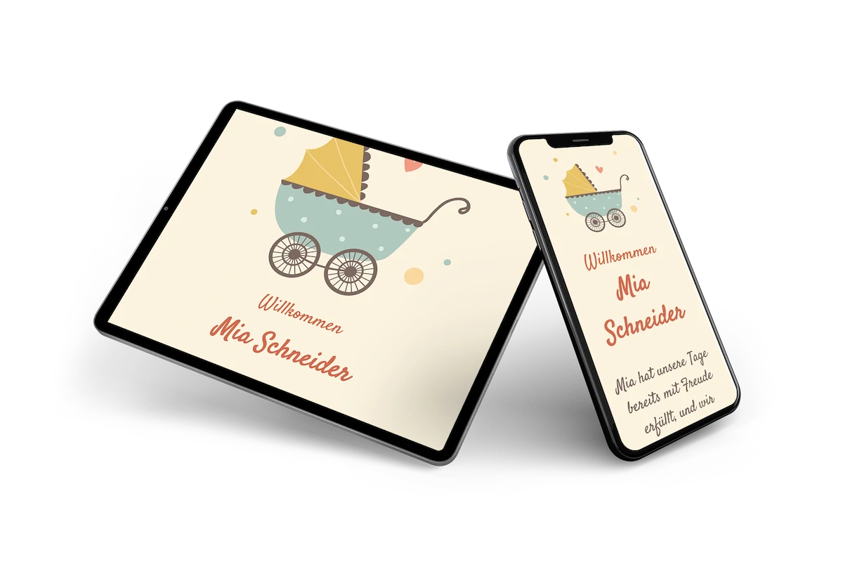 Geburtskarte mit Kinderwagen - Visual 2