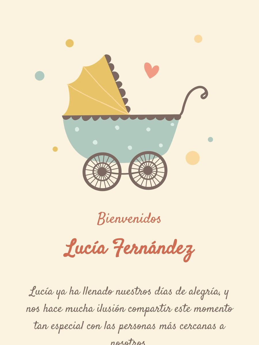 Tarjeta de nacimiento online elegante con carrito