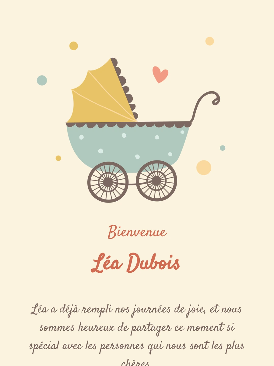 Faire-part de naissance en ligne avec poussette
