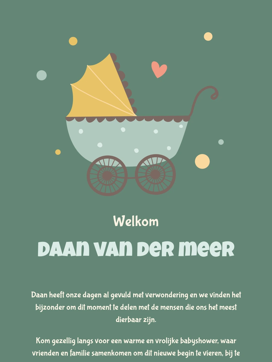 Fris online geboortekaartje met ronde letters