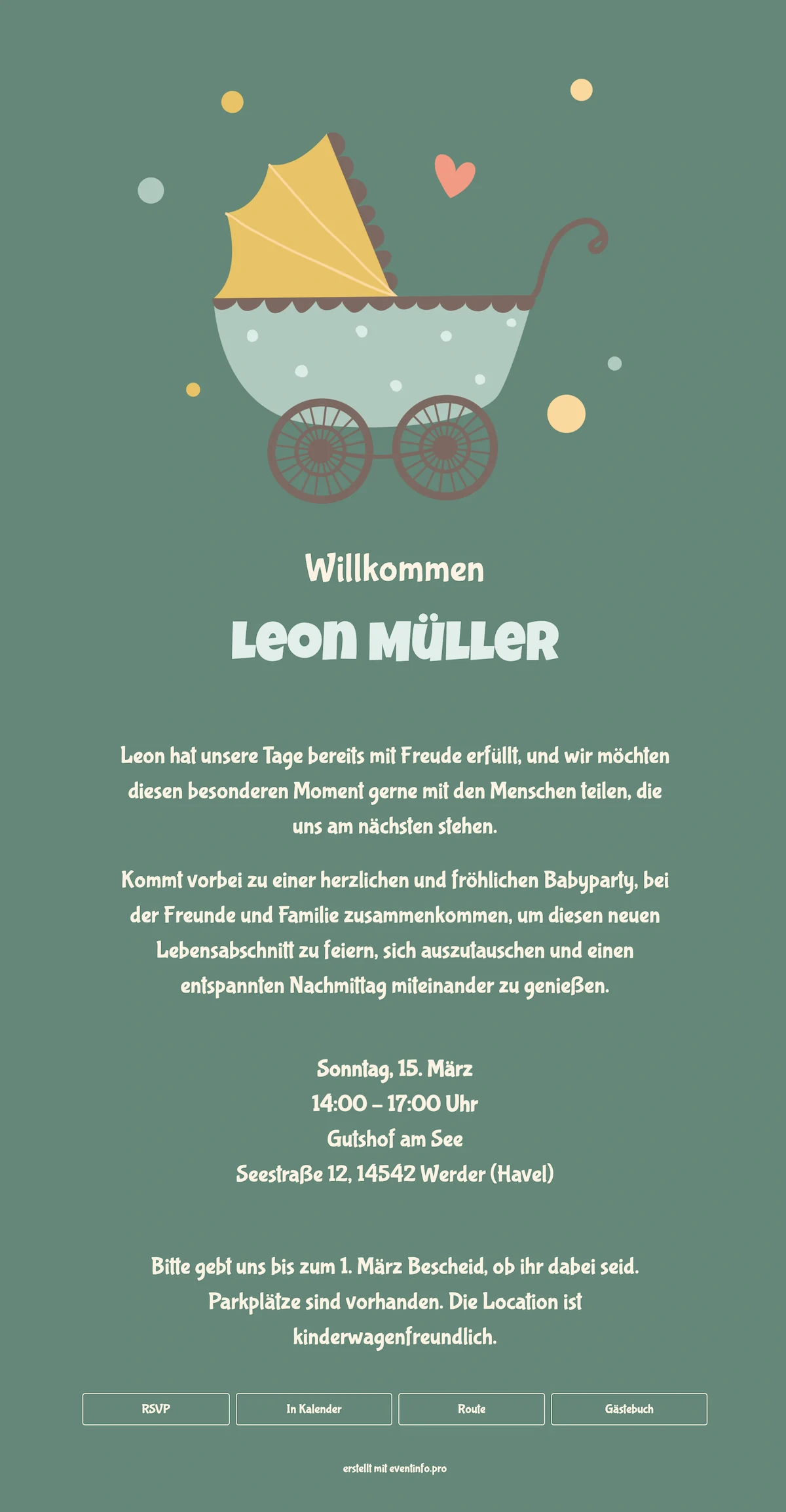 Digitale Karte mit Kinderwagen