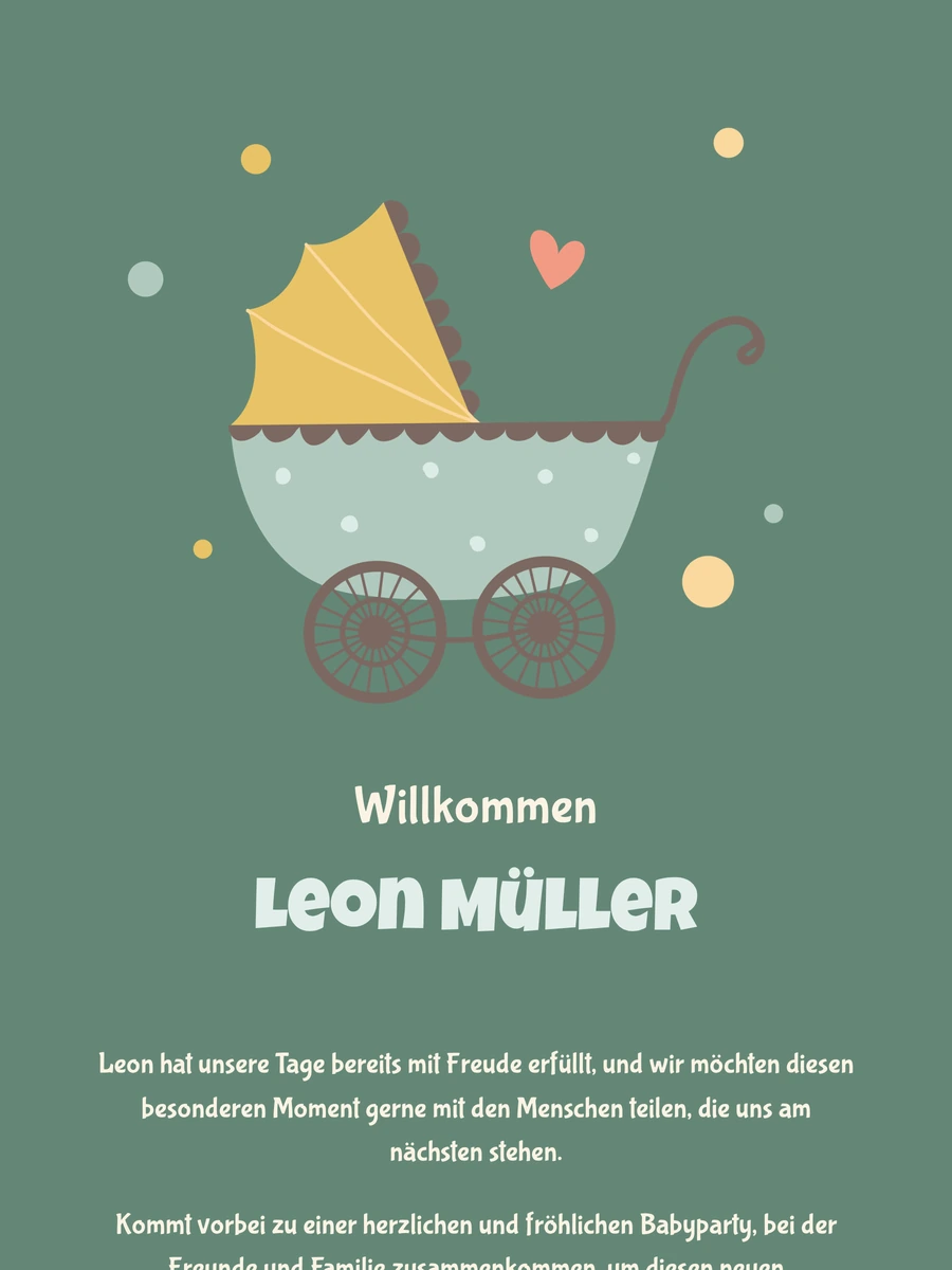 Frische digitale Geburtskarte mit runder Schrift