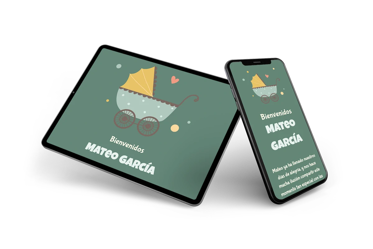 Tarjeta de nacimiento con carrito - Visual 2