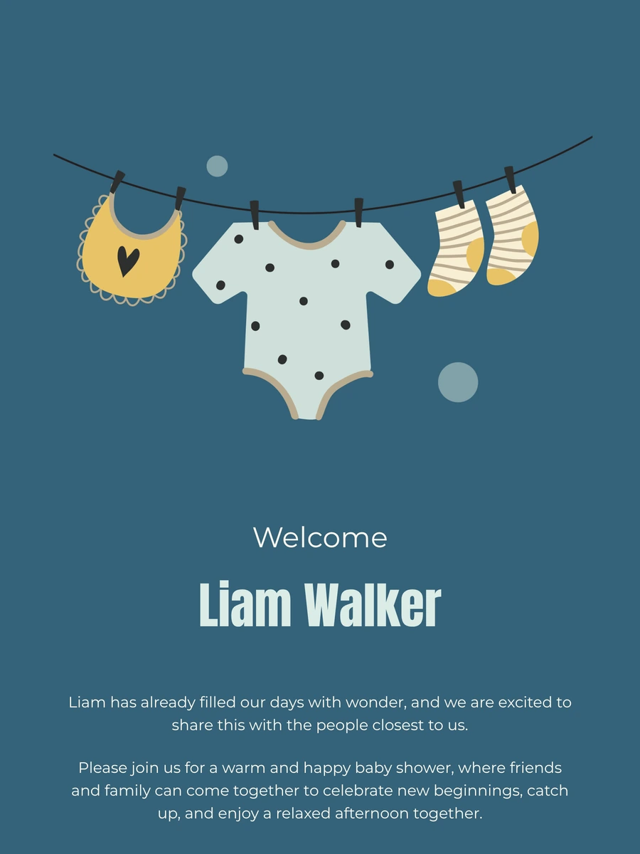 Stylish online birth card with a clothesline motif