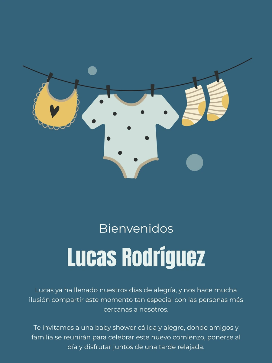 Tarjeta de nacimiento online con tendedero de ropa