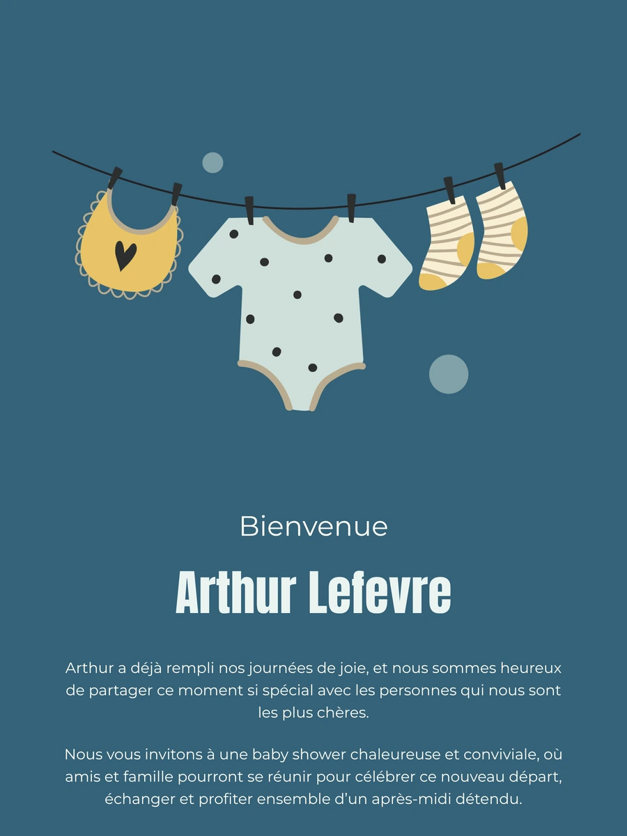 Faire-part de naissance en ligne, linge suspendu