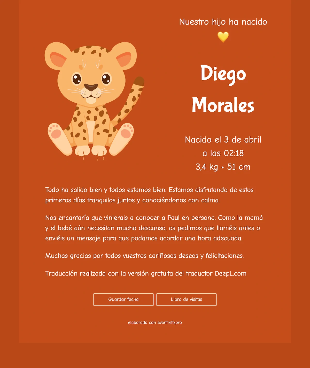 Tarjeta online pantera naranja