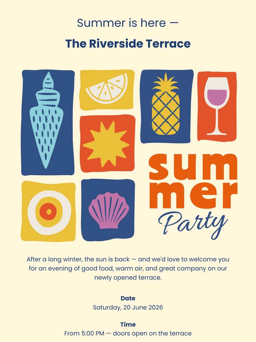 Summery online invitation for a season kick-off