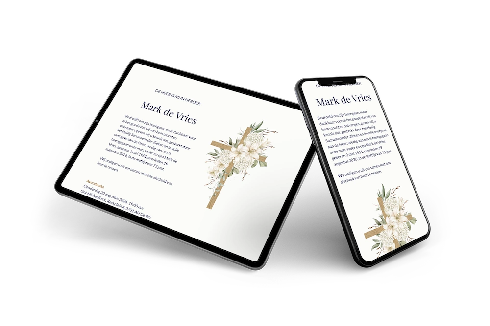 Christelijke online rouwkaart &ndash; example 2
