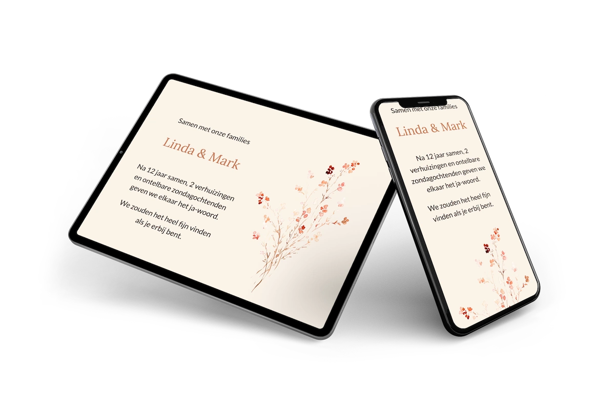 Warme online trouwkaart met terracotta namen &ndash; example 2